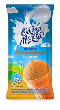 Мороженое сливочное крем-брюле в вафельном стаканчике "Облака из молока", 80 г